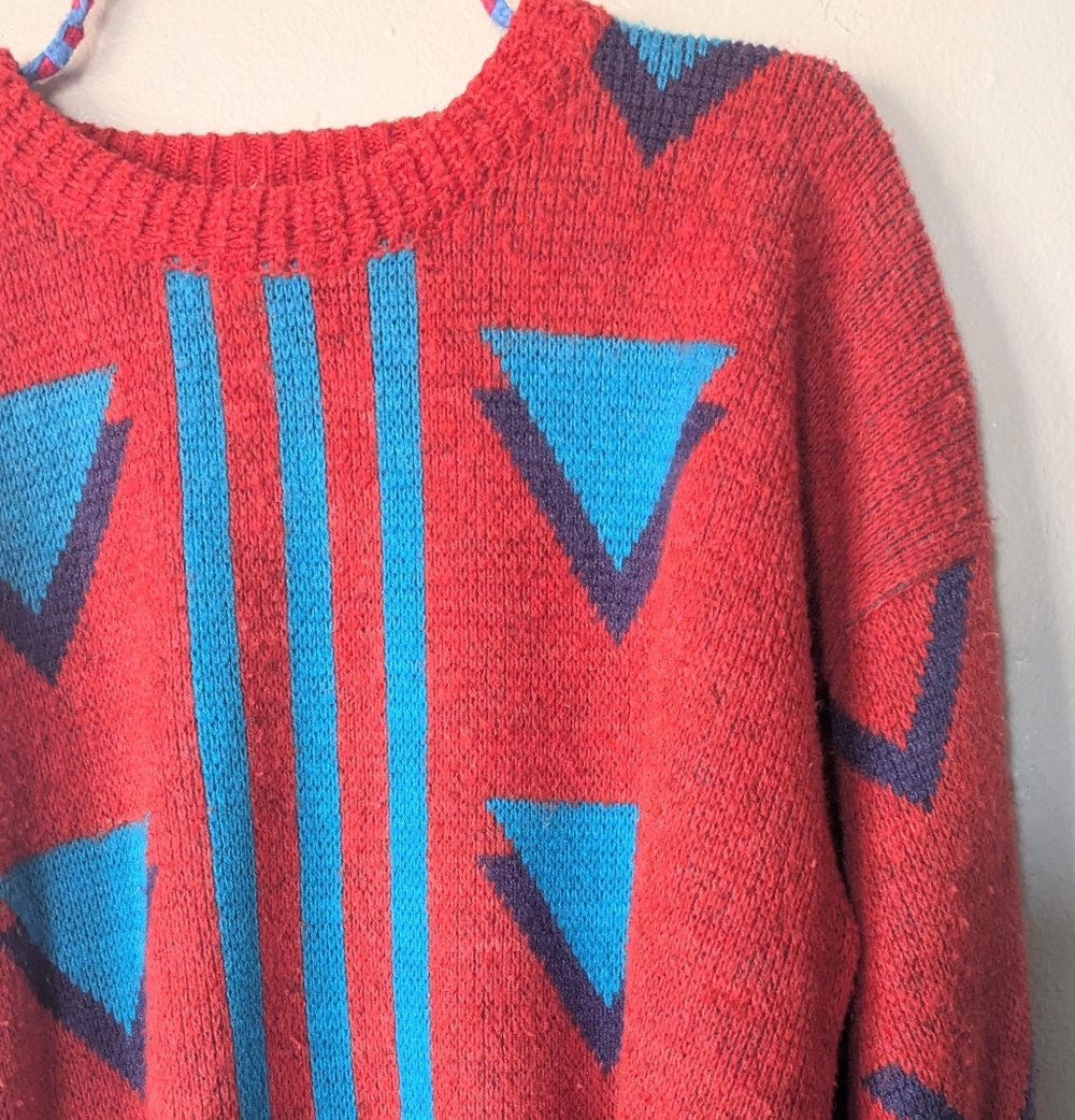 Vintage Union Bay Red Men's Small Sweater – Geometric Pattern - Picture 3 of 5